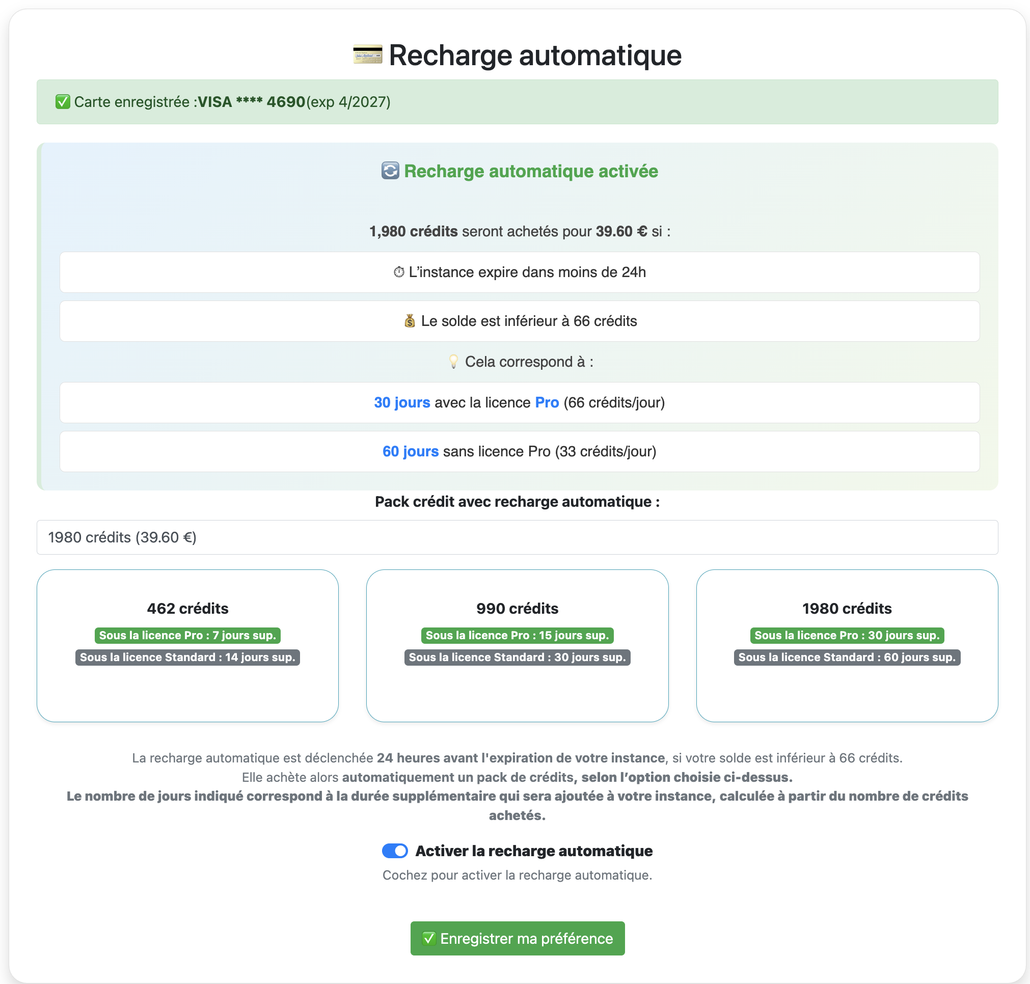 Interface recharge active