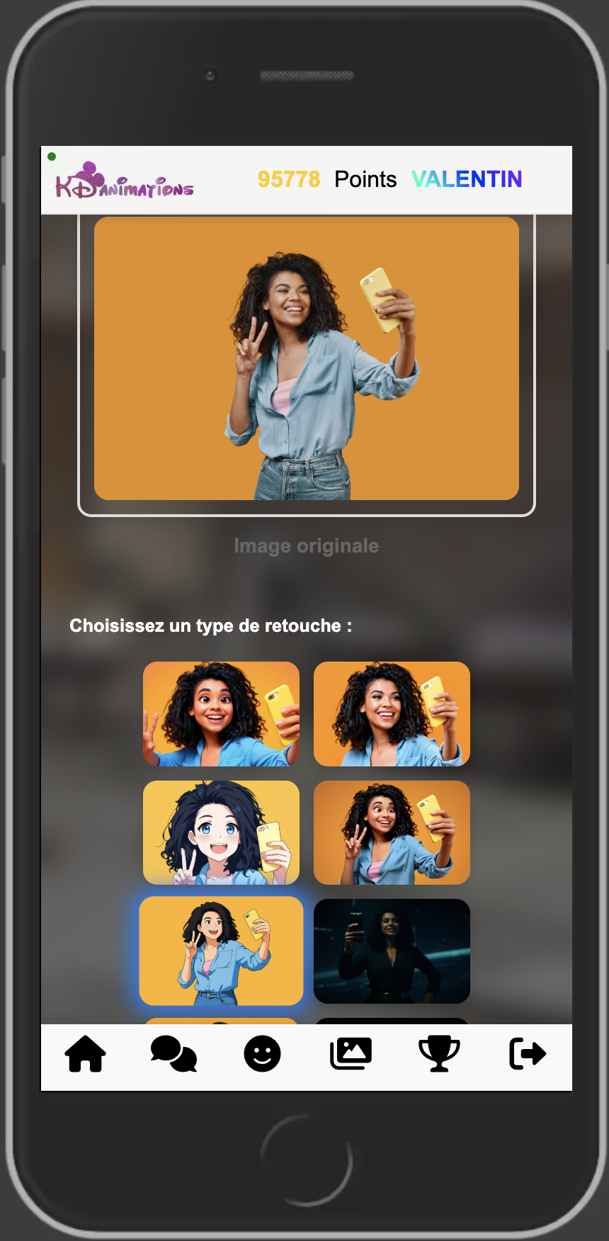 Interface de retouche IA PhotoSharing