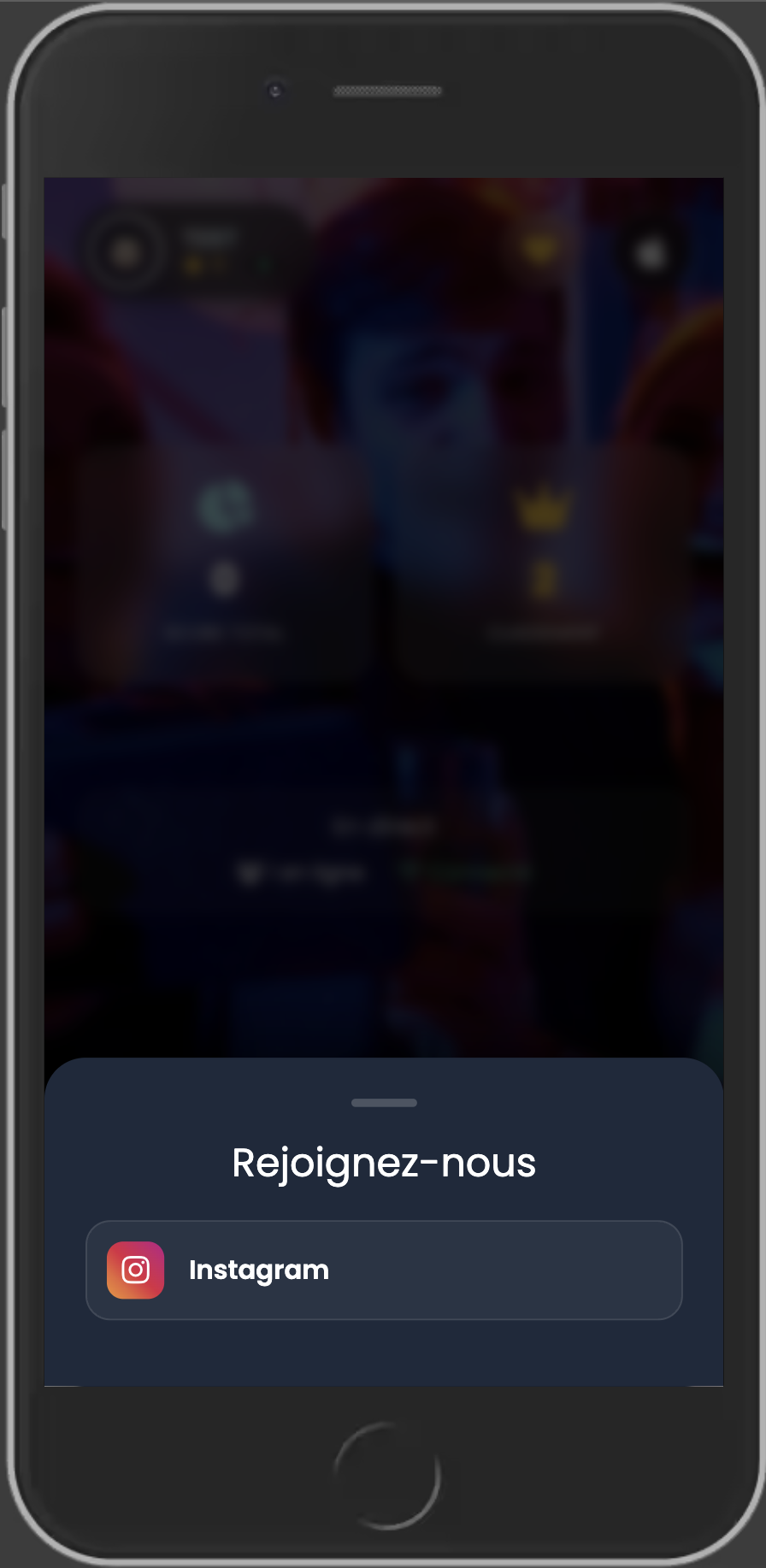 Affichage des réseaux sociaux dans l'application
