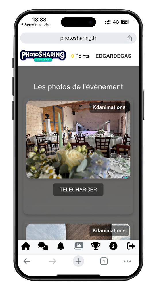 Galerie photo sur l'application PhotoSharing