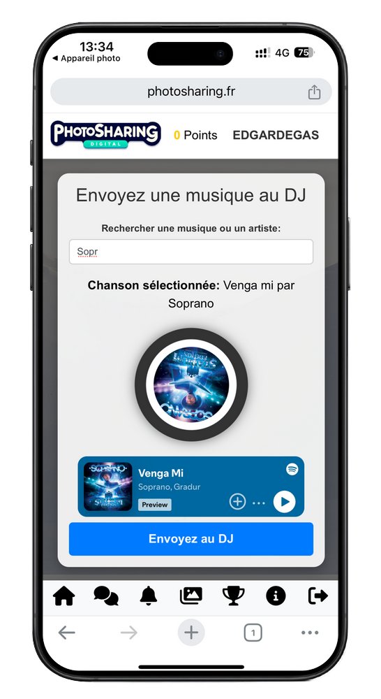 Interface mobile du module DJ